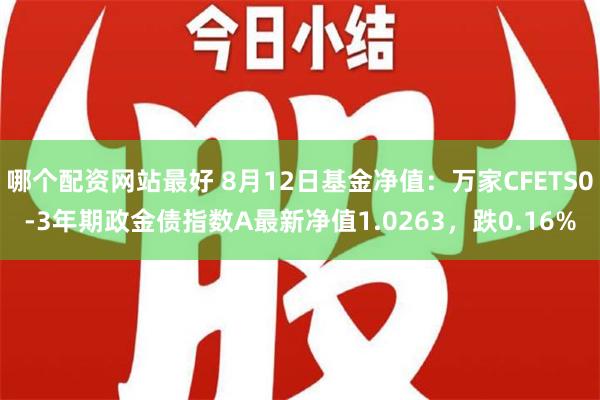 哪个配资网站最好 8月12日基金净值：万家CFETS0-3年期政金债指数A最新净值1.0263，跌0.16%