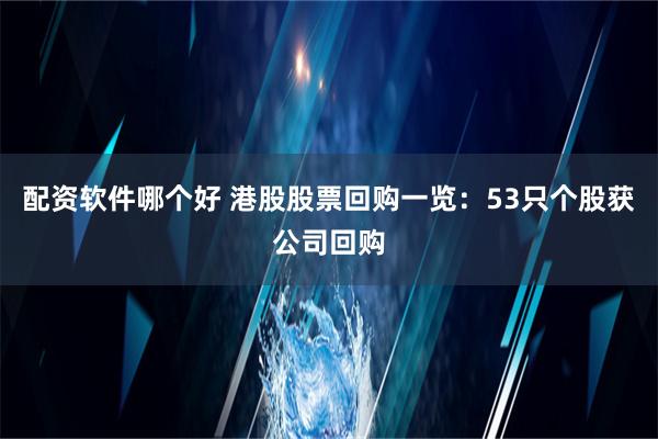 配资软件哪个好 港股股票回购一览：53只个股获公司回购